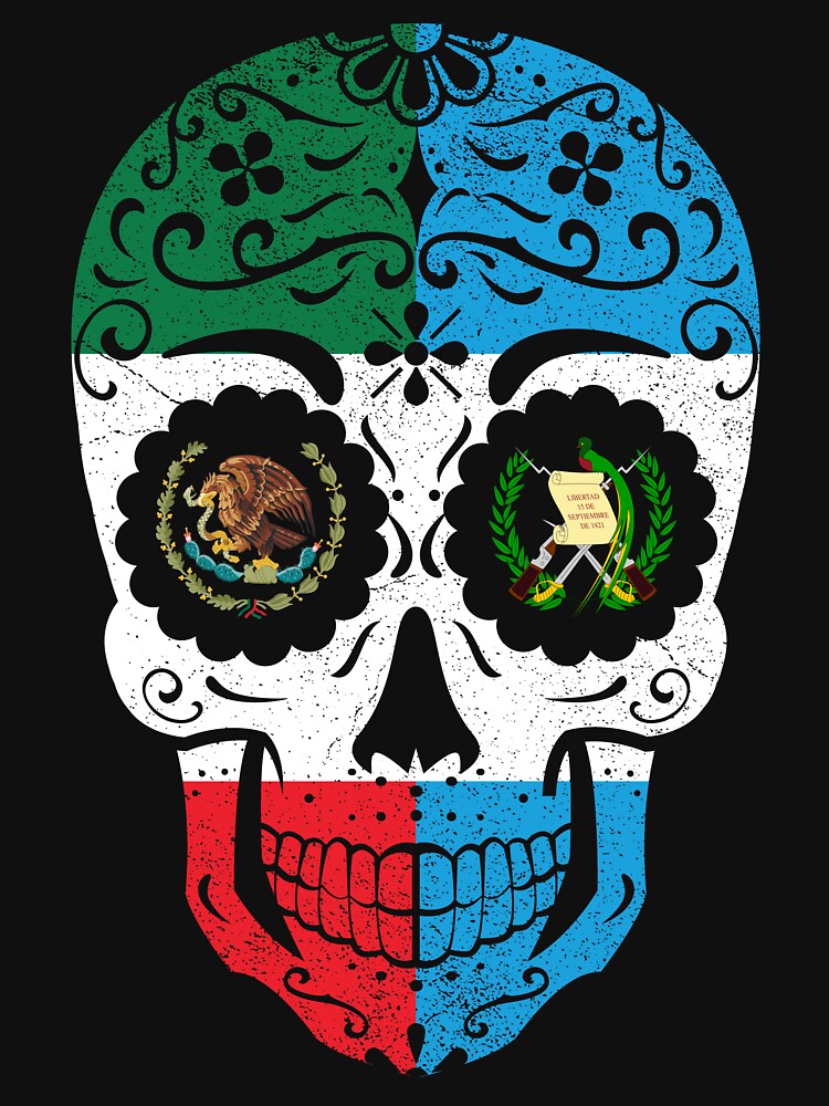 Mexican Guatemalan Flag Sugar Skull by snickrdoodle
