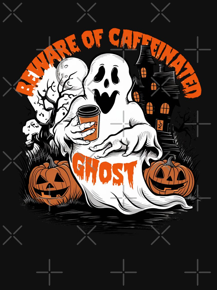 Beware of Caffeinated Ghost Halloween Coffee Lover Spooky by Hananiah Merch