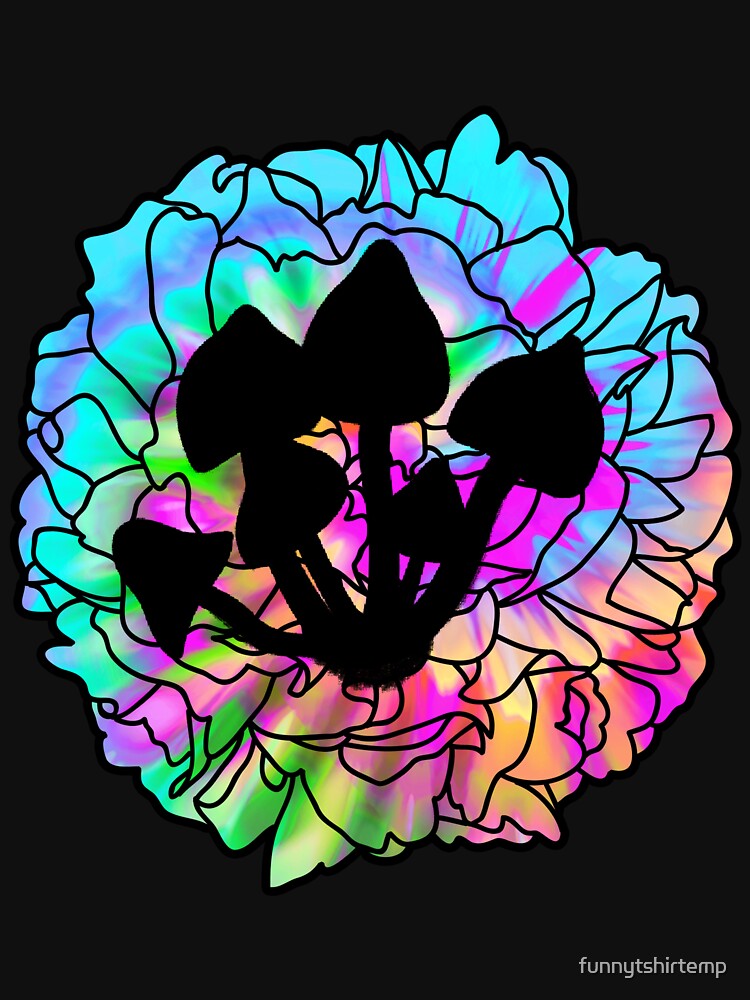 Tie Dye Mushroom Silhouette Hippie Aesthetic Mycology by funnytshirtemp