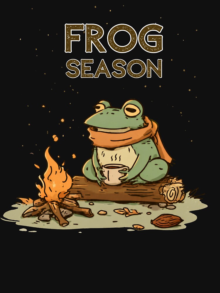 Frog Season - Cozy Autumn Frog with Hot Chocolate by the Campfire by AceEye