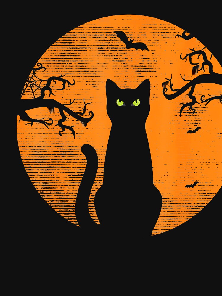 Vintage Scary Halloween Cat Costume Retro Moon by stershopepie