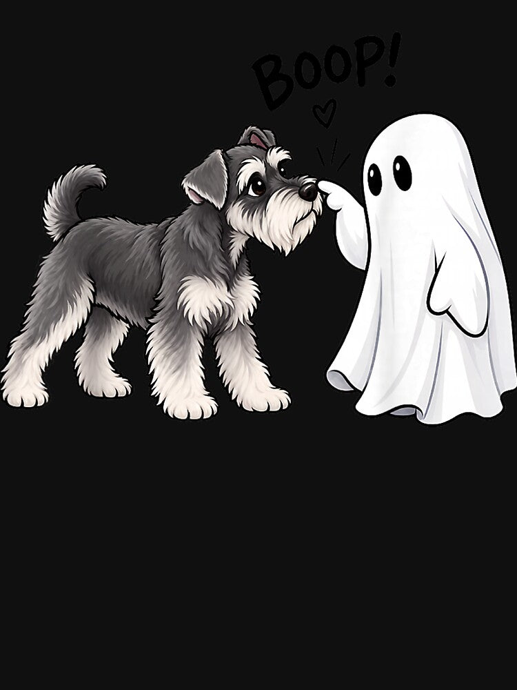 Miniature Schnauzer Ghost Boop Dog Halloween Cute by TaraxDoolittle