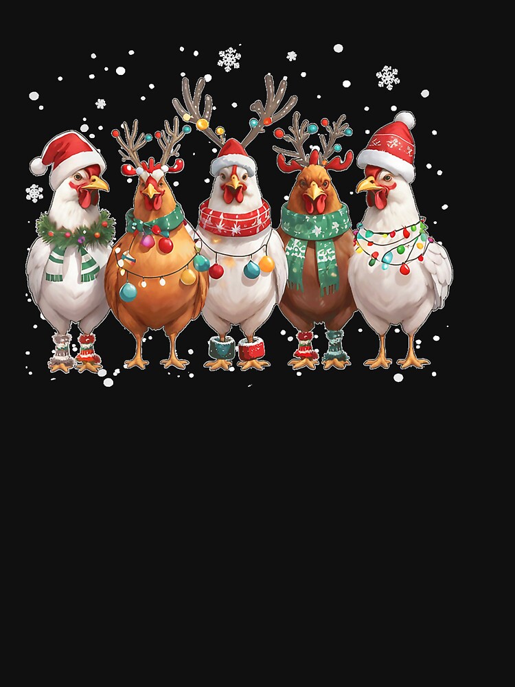 Christmas Lights Chicken Santa Funny Xmas Tree by JolinChinn