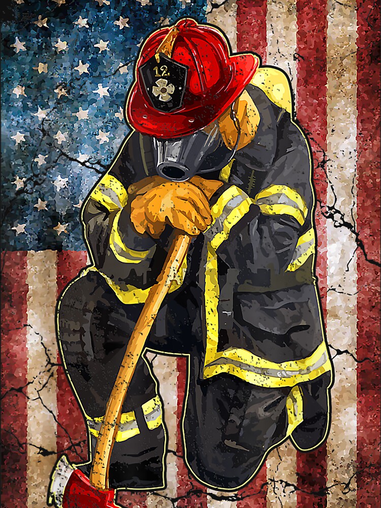 USA Flag Firefighter Fireman Tired Fight For Dad Brother by Chad6438