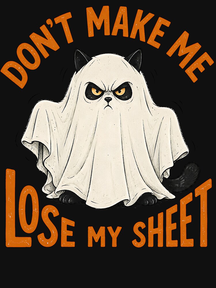 Don’t Make Me Lose My Sheet Funny Cat Ghost Halloween by StyleGlimpse