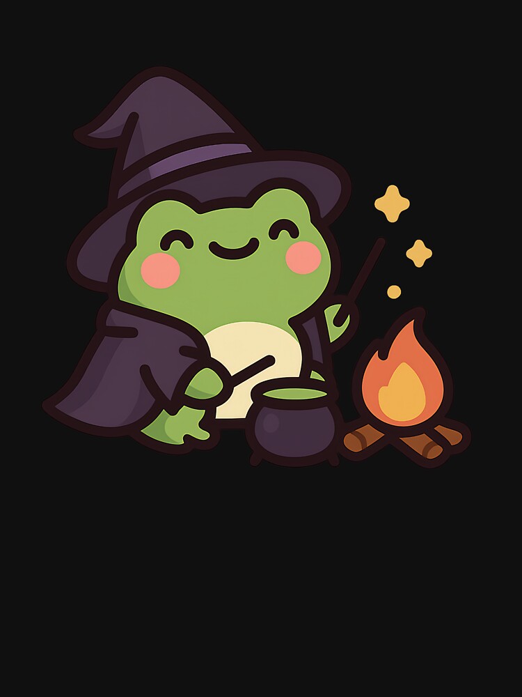 Kawaii Wizard Frog – Cute Halloween Frog Illustration by VDekDesigns