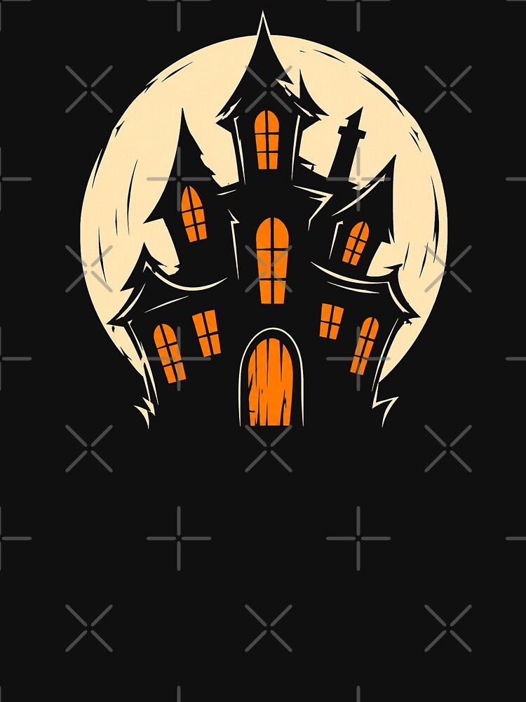Haunted House Silhouette – Full Moon Halloween Art by Stinky Lincy's Apparel Company