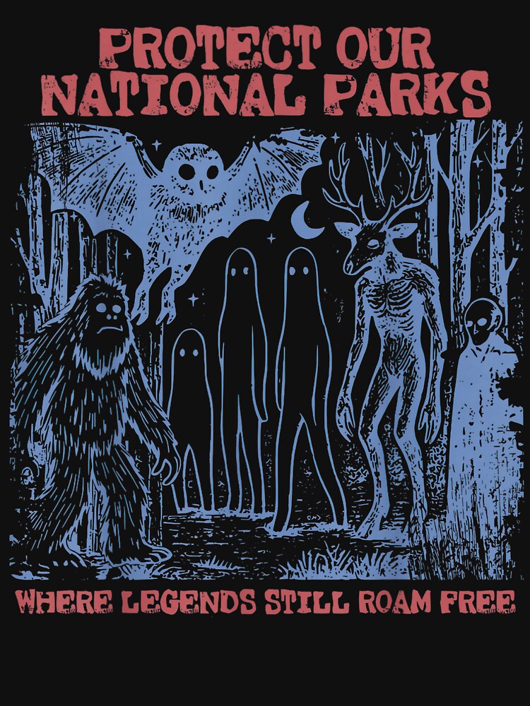 Protect Our National Parks Shirt, Mothman Bigfoot Cryptid Horror Graphic Tee, Weirdcore Outdoors Gift by MOUL-TMER