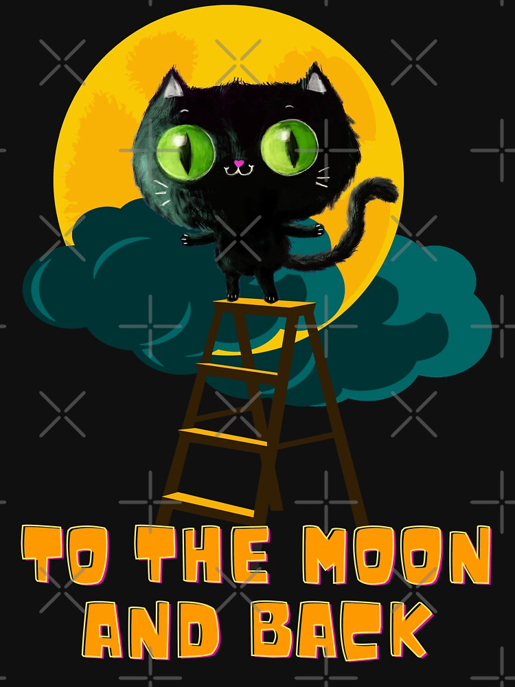 To the Moon and Back Cute Black Cat by BeeZBeez