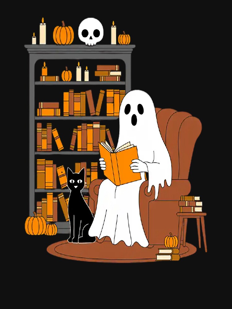 Ghost Reading Books, Librarian Ghost Halloween by NicolaMail