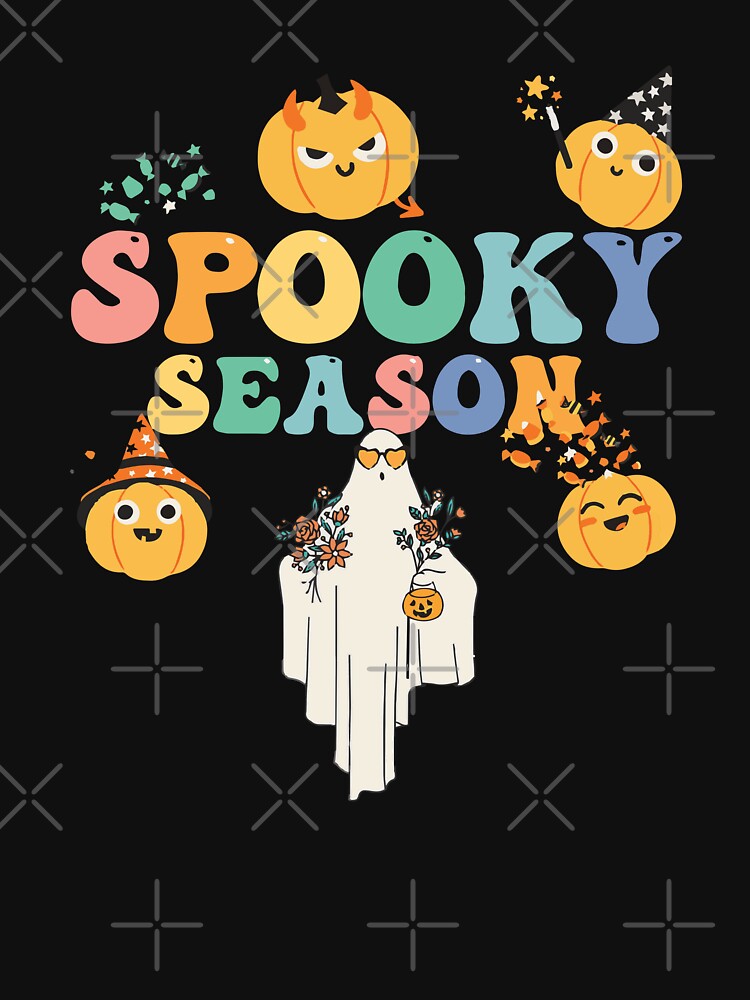 Pumpkin Groovy Ghost Spooky Season Cool Halloween by SpookySeasonTee