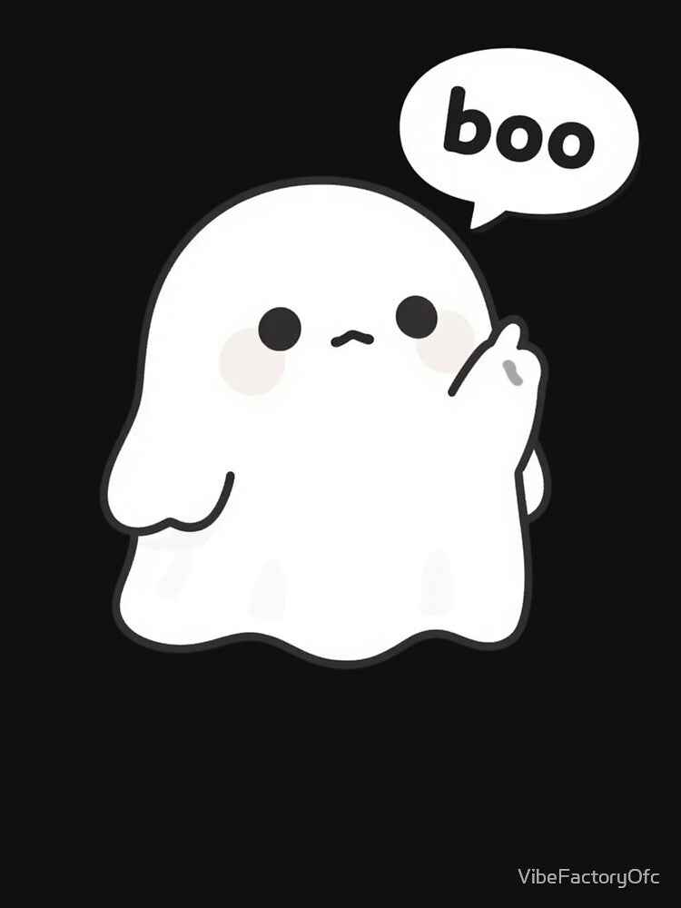 Cute Ghost Boo Kawaii Minimal Halloween Design by VibeFactoryOfc