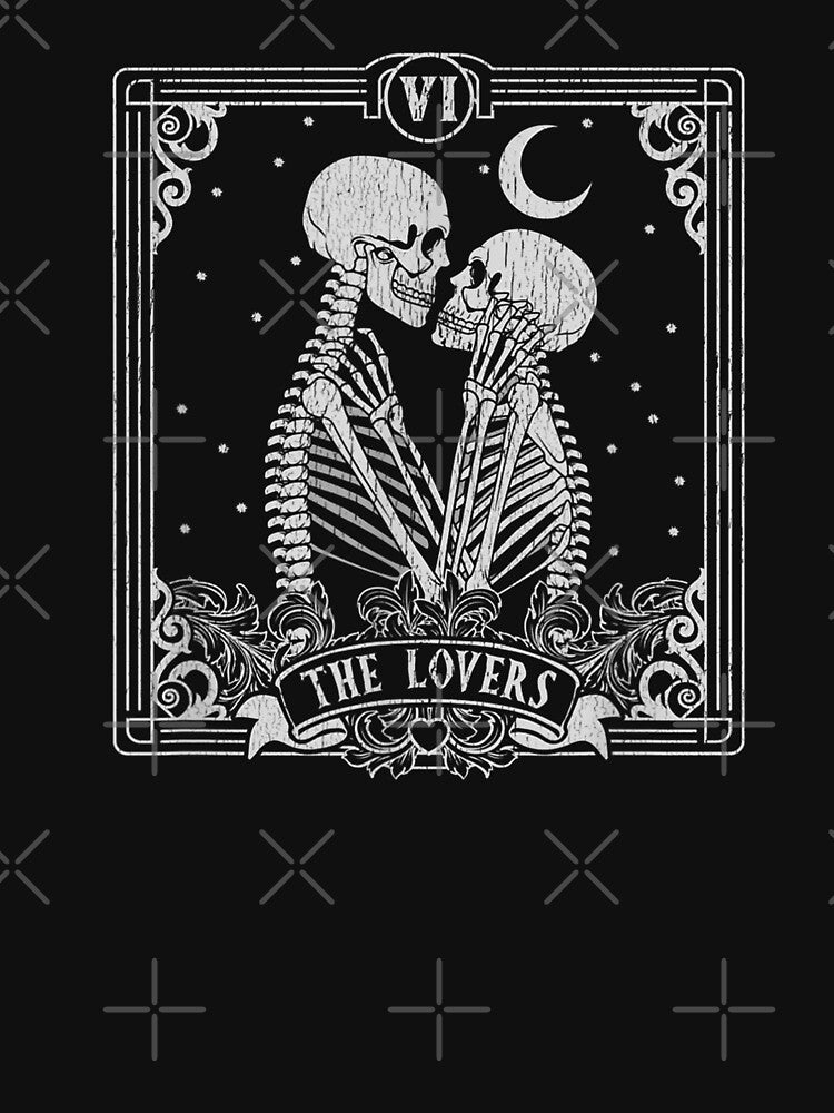 The Lovers Tarot Card Skeleton Valentines Halloween Occult T-Shirt by BoeselLiesel
