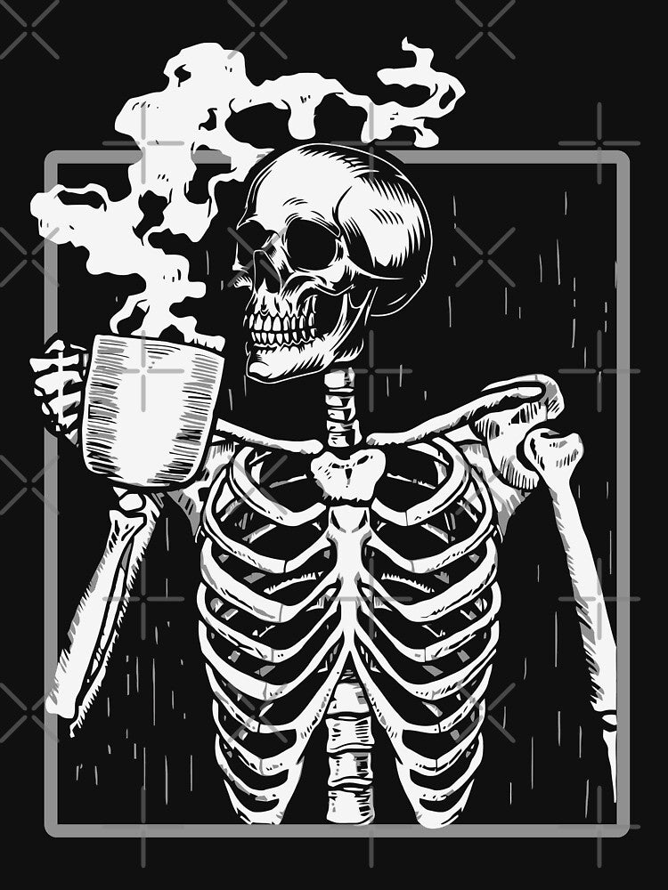Skeleton drinking coffee by pnkpopcorn