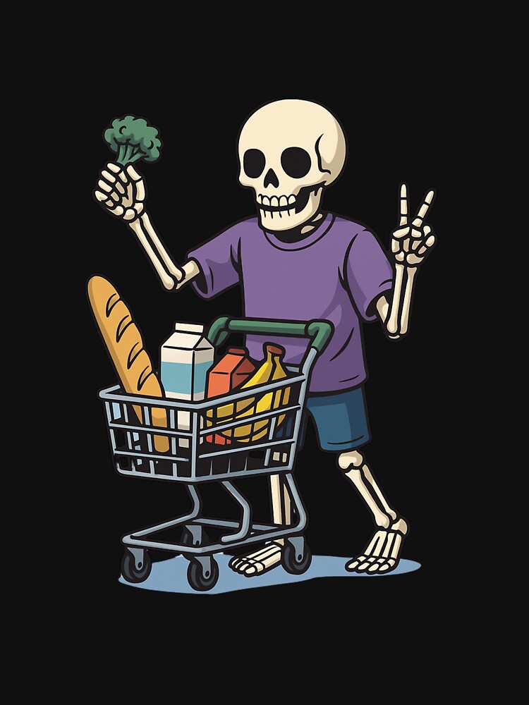 Skeleton Doing Grocery Shopping | Funny Everyday Skeleton Art by ColorSplash123