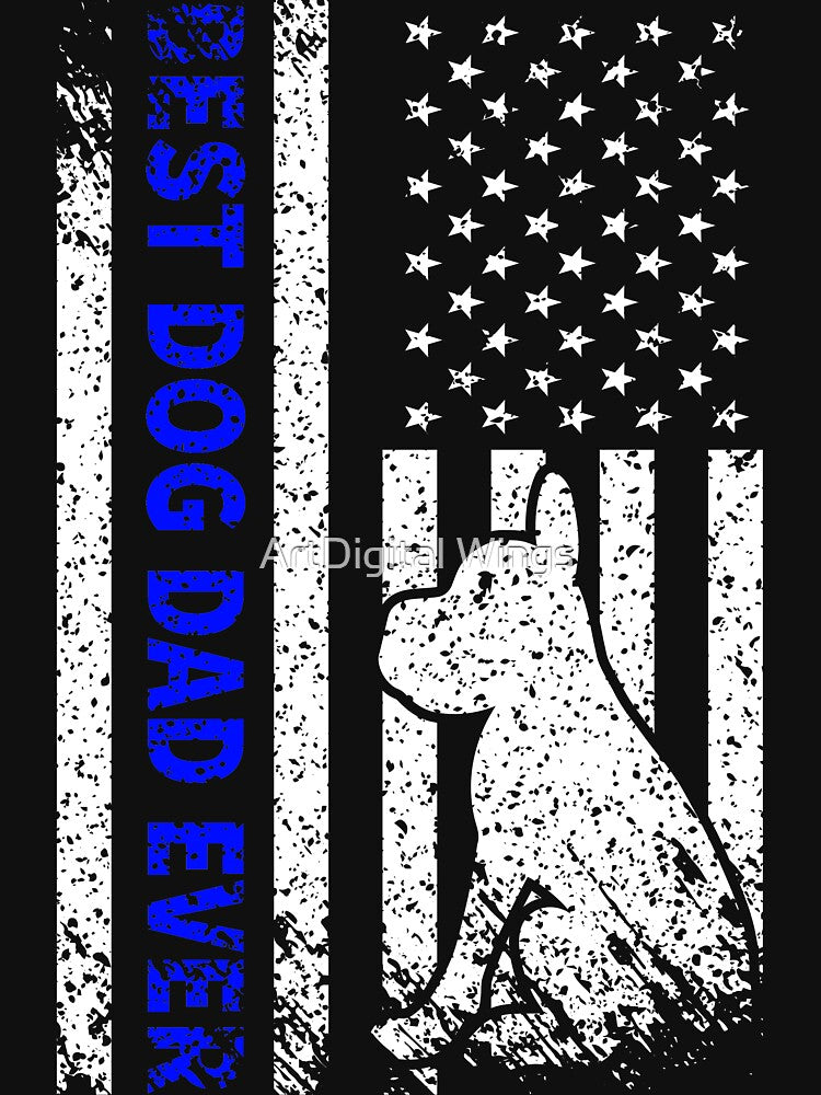 Best Dog Dad Ever American Flag T-Shirt by ArtDigital Wings