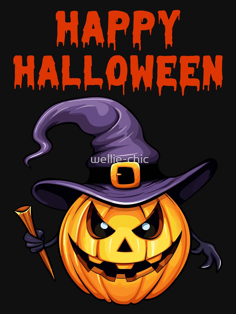 Happy Halloween Pumpkin T shirt by wellie-chic