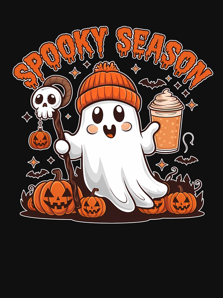 Cute Halloween Ghost Spooky Season Pumpkin Spice Coffee by masterdeer
