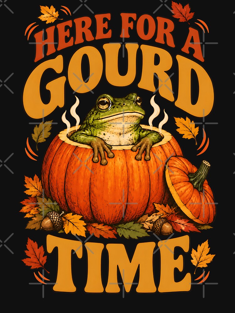 Here For A Gourd Time Funny Autumn Frog by MagicTheDog