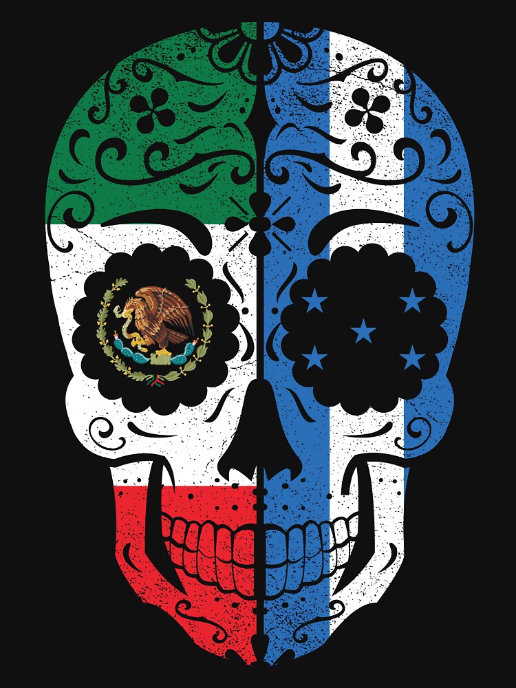 Mexican Honduran Flag Sugar Skull by snickrdoodle