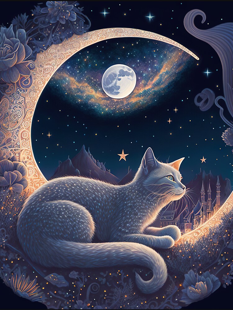 Cat And Crescent Moon 2 by idreamaboutcats