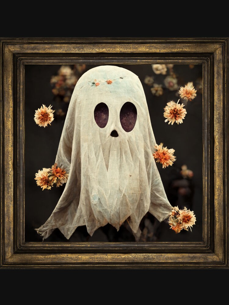 Halloween Costume Vintage Floral Ghost Pumpkin Funny AI generator by GraymanShop