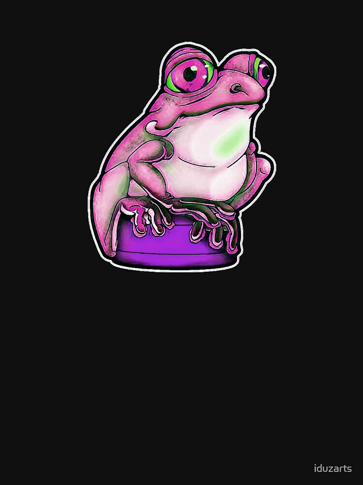 Cute, pink frog on a bottle cap by iduzarts