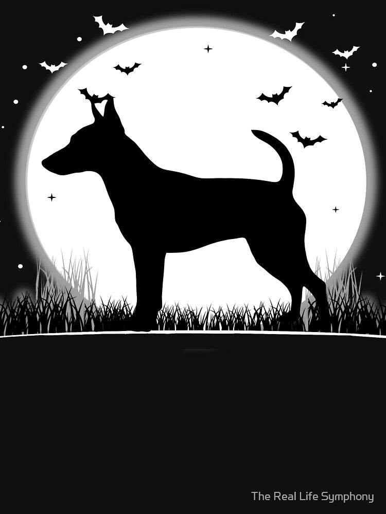 Rat Terrier Dog – Halloween Moon Silhouette by The Real Life Symphony