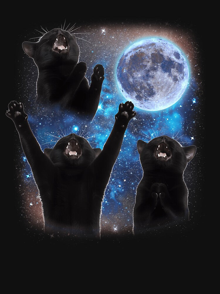 Three Cats Howling At The Moon Weird Meme Tuxedo Cat Gear by DynamicDesign