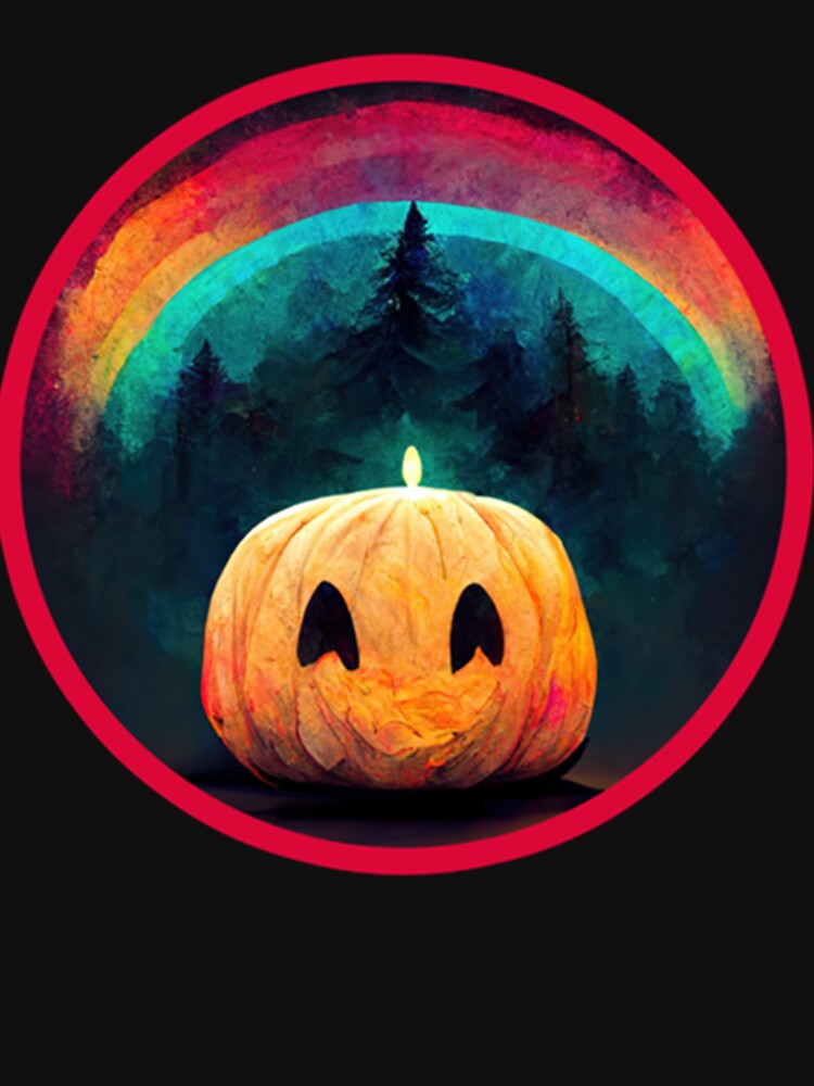 Rainbow Forest Jack-o-Lantern Classic T-Shirt by KyaraBierstra
