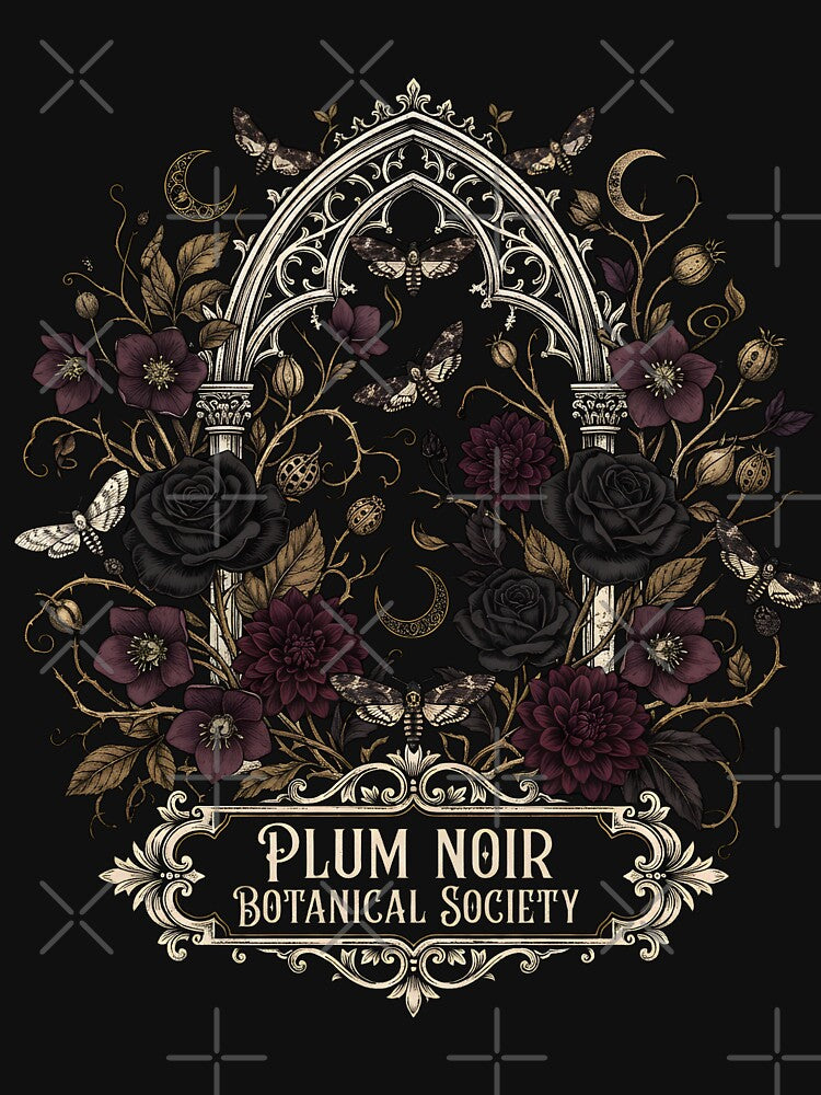 Gothic Botanical Moth and Black Rose Illustration by ViviArtix