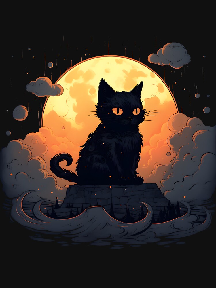 cat black with moon by lighte
