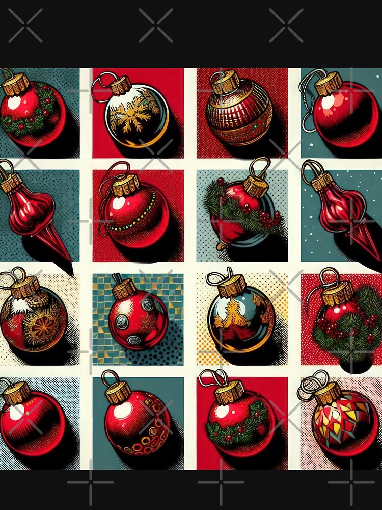 Christmas Pattern Red Balls,Vintage Christmas Pattern,christmas retro,retro vintage christmas,vintage art by Expressions-Sel