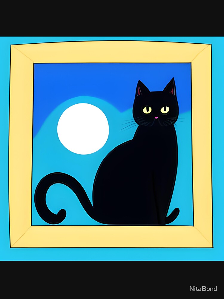 Framed Cat with the Moon by NitaBond