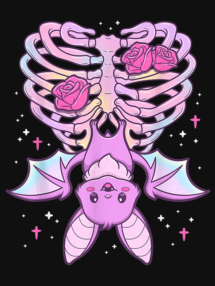 Kawaii Pastel Goth Cute Creepy Bat Skeleton by Rieunkuay50