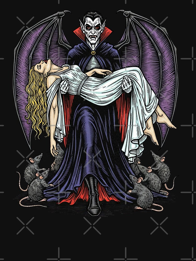 Gothic Vampire Carrying Woman with Rats by TeeARTHY