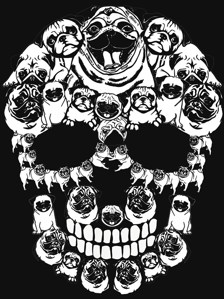 Pug Dog Halloween Skull by Alex Cuttell