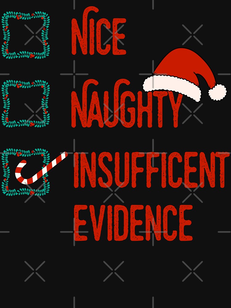 Nice Naughty Insufficient Evidence Funny Christmas List 2023 by artworkbyrihen