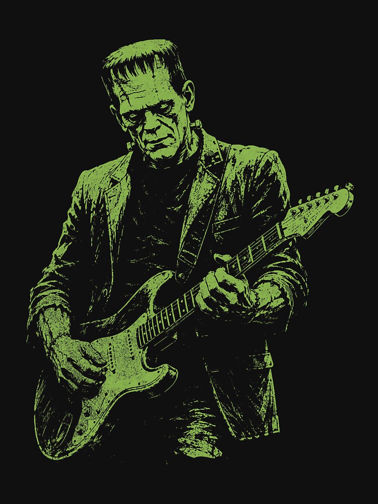 Frankenstein Monster Guitarist Vintage Horror Rock Music by RDGNR