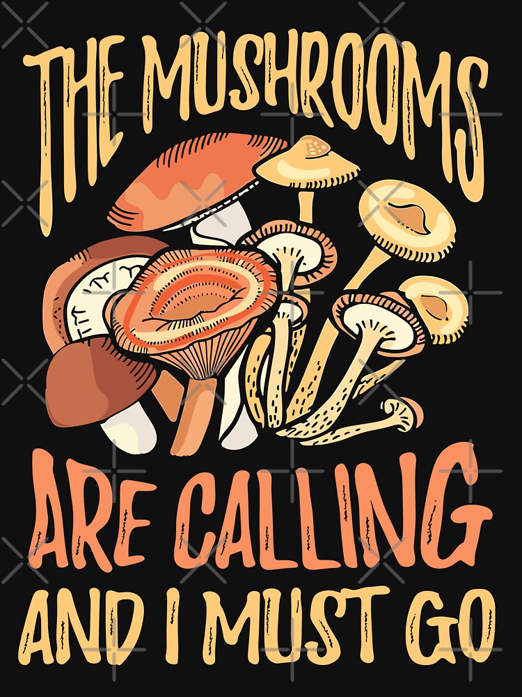 The Mushrooms Are Calling Sticker — Cozy Mushroom Forest Typography Art by Krasnovaovaova