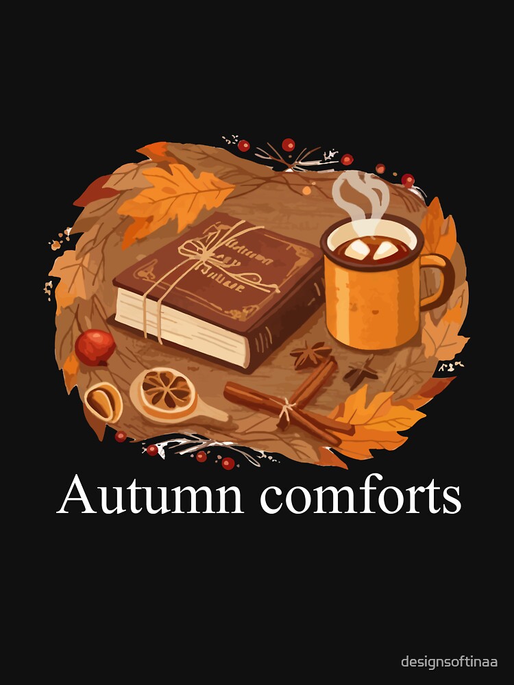 Warm Cozy Autumn Aesthetic Illustration on black by designsoftinaa