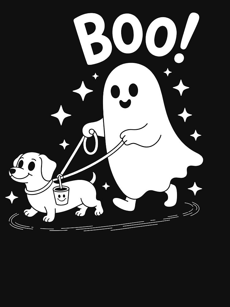Cute Ghost Walking Dog – Boo Halloween Design by denisritter
