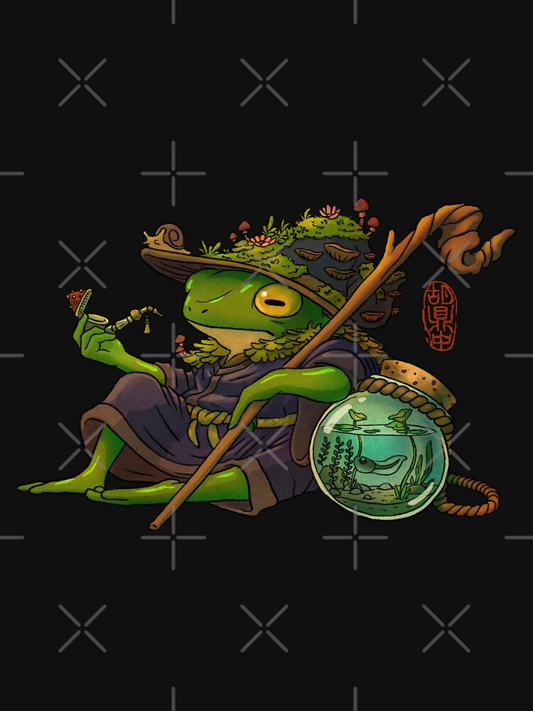 wise wizard frog and his son artwork asian style by DingHuArt