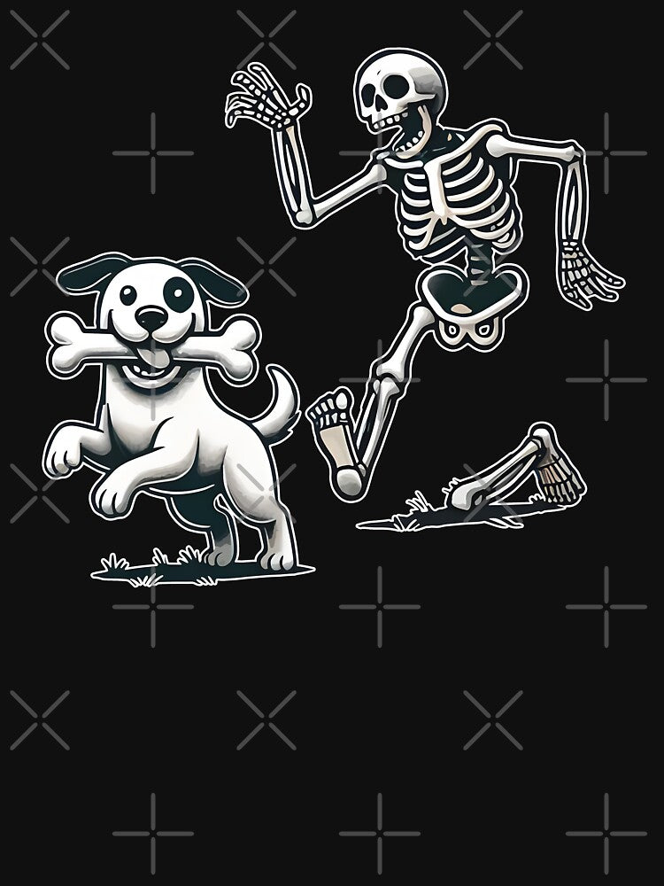 Skeleton Chasing Dog Halloween by Cutefy