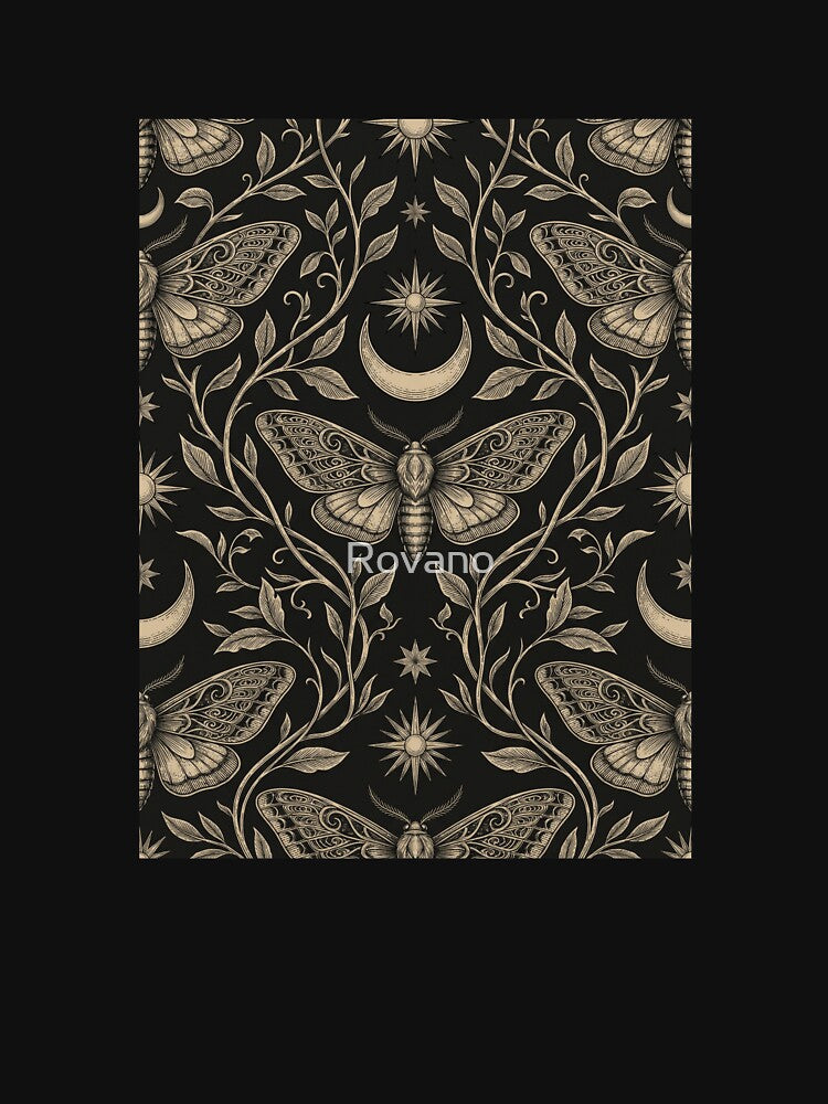 Gothic Moth Seamless Pattern | Dark Moon Aesthetic Design by Rovano