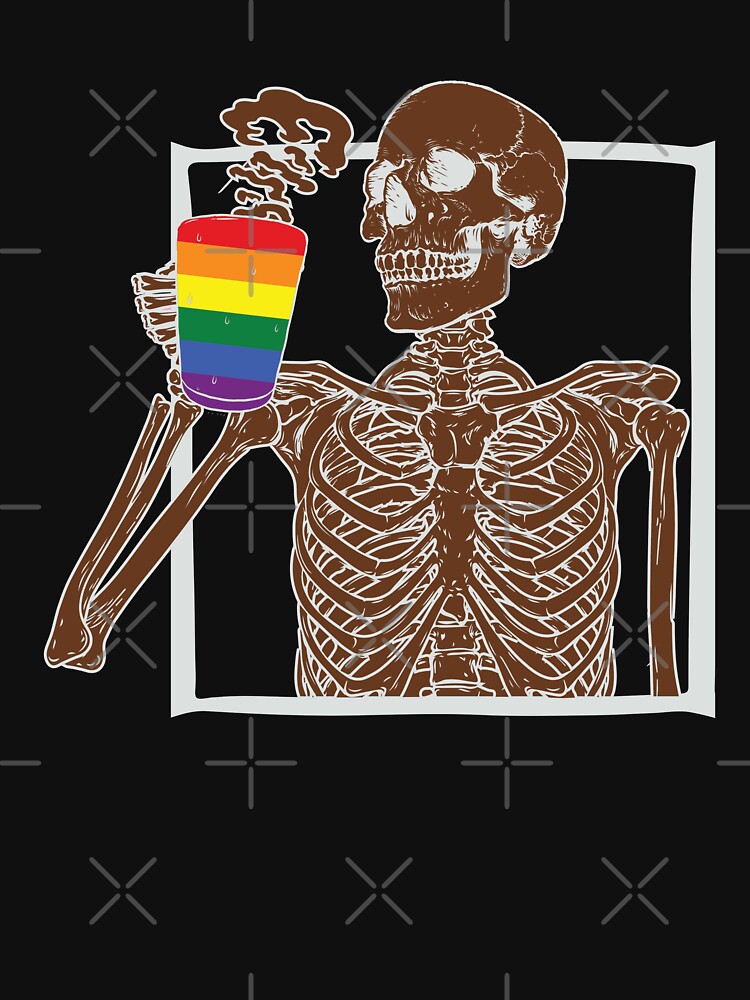 Skeleton drinking coffee by renderhome
