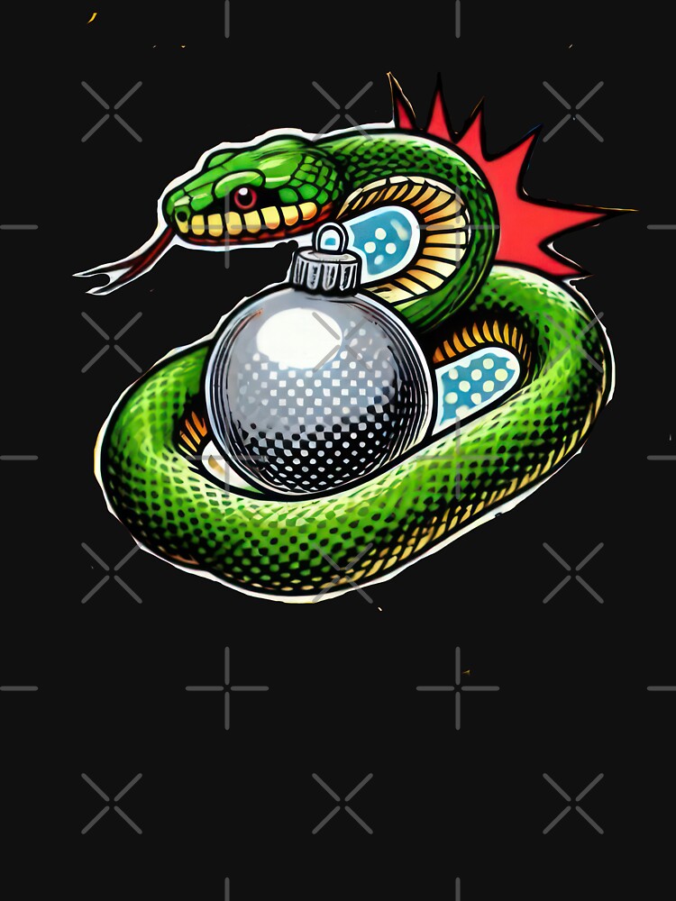 christmas green snake with silver ball,christmas snake,christmas animals,christmas Vintage, by Expressions-Sel