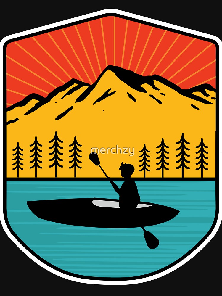 Retro Kayaking Boating Paddling In Lake Tahoe Colorado River by merchzy