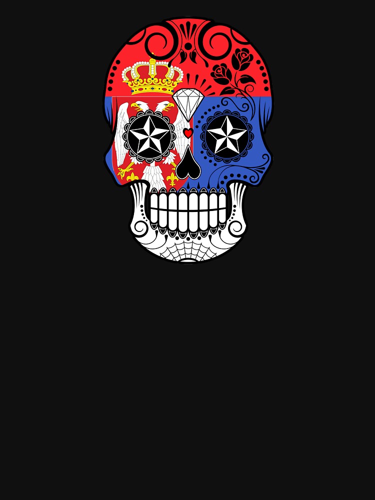 Sugar Skull with Roses and Flag of Serbia by JeffBartels