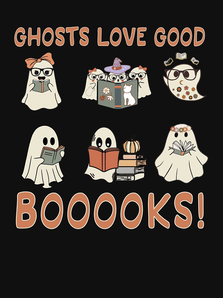 Cute Ghosts Reading Booooks Halloween by onthemovedesign